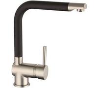 SCHÜTTE 79866 RIO Robinet de cuisine orientable à 360°, Mitigeur d'évier avec bec haut cuisine, Mitigeur monocommande simple évier double Mitigeur d'évier, Robinet en acier Inoxydable/Noir