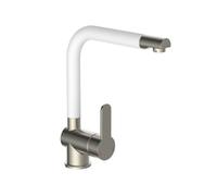 SCHÜTTE Mitigeur robinet de cuisine RIO, avec bec rétractable (acier inoxydable/blanc)