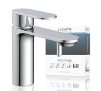 SCHÜTTE Montana 32310 Robinet de lavabo de salle de bain avec bonde de vide, mitigeur monocommande pour salle de bain avec bouchon pop-up, mitigeur lavabo chromé