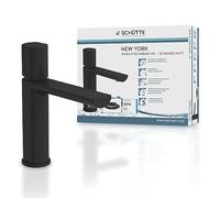 Schütte New York 33616 Mitigeur lavabo avec bonde de vidange, mitigeur avec vanne pop-up, robinet de salle de bain, mitigeur monocommande pour salle de bain, Noir