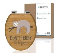 SCHÜTTE NO HURRY Siège de WC Avec Abaissement Automatique en Bois - Lunette de Toilettes Avec Motif et Noyau en Bois (Charge Maximale 150 kg)