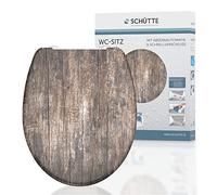 SCHÜTTE - Old Wood - 82368 - Abattant WC en Duroplast avec système d'abaissement automatique et fonction détachable, compatible avec la majorité des cuvettes WC