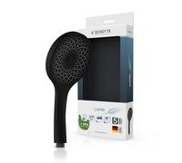 SCHÜTTE Pommeau de douche CAPRI avec technologie de jet velours | Pommeau de douche avec plus de 300 buses et 3 types de jet réglables | Pommeau de douche anticalcaire pour la douche | Noir