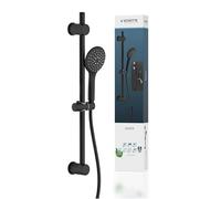 Schuette Barre de douche RAVEN – Pommeau 3 positions, kit colonne, panneau et tuyau Noir
