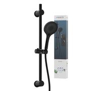 SCHÜTTE RAVEN Flexible de douche avec douchette à main et support mural, pommeau de douche réglable sur 3 positions, kit de douche avec tuyau, pour douche en noir