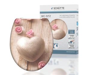 SCHÜTTE ROMANTIC 82370, Abattant WC en Duroplast avec système d'abaissement automatique et fonction détachable, compatible avec la majorité des cuvettes WC, motif