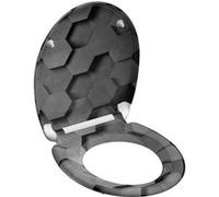 SCHÜTTE - Hexagons - 82392 - Abattant WC en Duroplast avec système d'abaissement automatique et fonction détachable, compatible avec la majorité des cuvettes WC