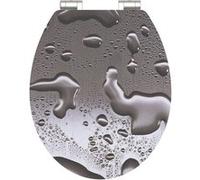 Schütte GREY STEEL 80523, Abattant WC HIGH GLOSS avec noyau en bois (MDF) et système d'abaissement automatique, compatible avec la majorité des cuvettes WC, motif Gris