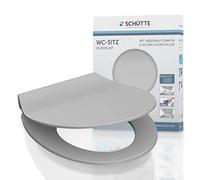 Schütte SLIM 82702, Abattant WC en Duroplast avec système d'abaissement automatique et fonction détachable, compatible avec la majorité des cuvettes WC, Gris