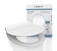 Schütte SLIM WHITE 82700, Abattant WC en Duroplast avec système d'abaissement automatique et fonction détachable, compatible avec la majorité des cuvettes WC Blanc