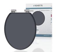 Schütte Spirit Anthracite 80104, Abattant WC avec noyau en bois (MDF) et système d'abaissement automatique en anthracite satiné, compatible avec toutes les cuvettes WC standard