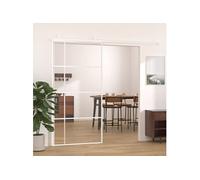 vidaXL Porte coulissante Verre ESG et aluminium 102,5 x 205 cm Blanc