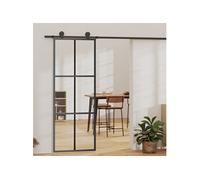 Schuifdeur 76x205 cm ESG-glas en aluminium zwart151011