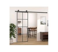Schuifdeur 76x205 cm ESG-glas en aluminium zwart151666
