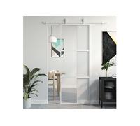 vidaXL Porte coulissante blanc 76x205 cm verre trempé aluminium 155204