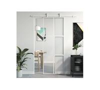 vidaXL Porte coulissante blanc 76x205 cm verre trempé aluminium 155216