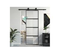 vidaXL Porte coulissante 76x205 cm noir verre trempé aluminium