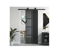 vidaXL Porte coulissante noir 76x205 cm verre trempé aluminium 155225