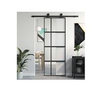 Schuifdeur 76x205 cm gehard glas en aluminium zwart155228
