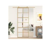 vidaXL Porte coulissante doré 76x205 cm verre ESG clair et aluminium