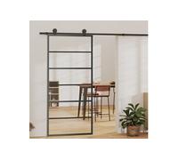 vidaXL Porte coulissante Verre ESG et aluminium 90x205 cm Noir