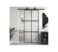 vidaXL Porte coulissante 155208 90x205 cm verre trempé aluminium noir
