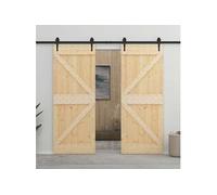 vidaXL Porte coulissante avec kit de quincaillerie 80x210cm Pin massif