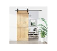 Porte coulissante et kit de quincaillerie 80x210 cm pin massif, porte intérieure, porte de grange intérieure, porte de grange
