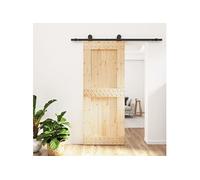 Porte coulissante et kit de quincaillerie 85x210 cm pin massif, porte intérieure, porte de grange intérieure, porte de grange
