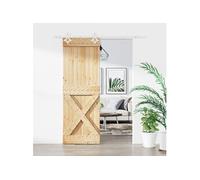 Porte coulissante et kit de quincaillerie 85x210 cm pin massif, porte intérieure, porte de grange intérieure, porte de grange