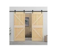 vidaXL Porte coulissante avec kit de quincaillerie 90x210cm Pin massif