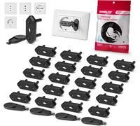 Schuko 20 + 4 Electric Baby Socket Covers - Universal Wall Socket Covers 10/16a For Home Safety,Baby Electrical Socket Cover,Child Safety Socket Protector (Black)