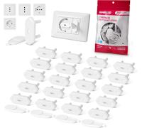 Schuko 20+4 Electric Baby Socket Covers - Universal Wall Socket Covers 10/16a For Home Safety,Baby Electrical Socket Cover,Child Safety Socket Protector (White)