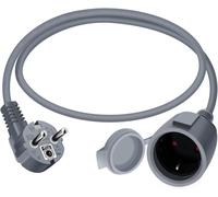 Schuko Angled Extension Cable 16 A 250 V Mini Electric Extension Cable Short 2 AC Socket IP44 for Outdoor or Indoor Use (Grey,1 m)