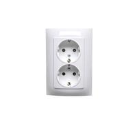 SCHUKO Double prise avec caches blanc Simon 10 CGSZ2Z/11