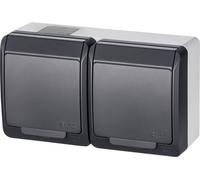 Schuko double prise en saillie IP44 couleur anthracite HERMES