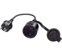 Schuko Europe Male to Female Extension Cable,16A 250V,2 Pole Power Plug with Protective Contact with Cap for UPS PDU,Black,0.3 m