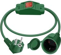 Schuko Extension Cable with Switch 16 A 250 V Schuko Cable with Switch 3 x 1.0 mm² Extension IP44 for Outdoor or Indoor Use (90° Green,1.5 m)