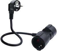Schuko Short Double Socket Extension Cable with 2 Schuko Sockets,3 x 1.5 mm² 16 A 250 V IP44 for Home,Office,Outdoor T (Black-90 Degrees,0.5)