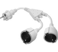 Schuko UPS PDU Y Splitter Power Cable 0.3m IEC 320 CEE 7/7 Male to 2 x CEE 7/3 Europe Schuko Female Extension Cable Plug Adapter (White)