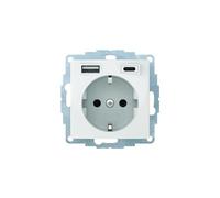 SCHUKO/USB polaire blanc brillant - Contact de protection de prise