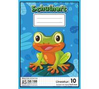 Schulheft Lineatur 10 DIN A5: Matheheft Kariert 5x5 mm mit weißem Rand außen | 54 Blatt (108 Seiten) mit Seitenzahlen und Inhaltsverzeichnis | Ideal ... Mathematik, Geometrie, Tabellen & Skizzen