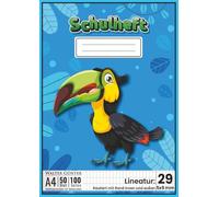 Schulheft Lineatur 29 Größe DIN A4: Matheheft rautiert 5 × 9 mm mit Randlinie innen und außen | 54 Blatt (108 Seiten) mit Seitenzahlen und ... - Für Rechenwege, Tabellen & Geometrieübungen