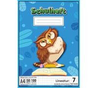 Schulheft Lineatur 7 DIN A4: Matheheft mit Kariert 7x7 mm Große Kästchen Ohne Rand - 54 Blatt (108 Seiten) mit Seitenzahlen und Inhaltsverzeichnis | ... Rechenwege, Geometrie, Tabellen und Skizzen