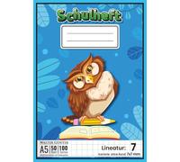 Schulheft Lineatur 7 DIN A5: Matheheft mit Kariert 7x7 mm Große Kästchen Ohne Rand - 54 Blatt (108 Seiten) mit Seitenzahlen und Inhaltsverzeichnis | ... Rechenwege, Geometrie, Tabellen und Skizzen