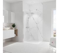 Schulte 1 panneau mural 100 x 255 cm, surface 2.55 m² douce SOFTTOUCH, 3 mm épaisseur, revêtement salle de bain douche, résistant aux rayures, marbre de carrare, livré avec adhésif double face