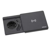 Schulte 1592 7000 0600 EVOline Square 80 Schuko avec Chargeur USB QI Noir