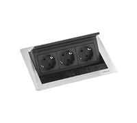 Schulte 1593 7010 1700 EVOline Flip Top Push S 3 Prises Schuko Acier Inoxydable