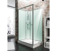 Schulte cabine de douche complète 160 x 90 x 204 cm (bac de douche inclus), profilé alu-argenté, avec porte coulissante, ouverture vers la gauche, verre de sécurité