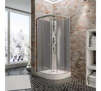 Schulte cabine de douche complète 85 x 85 x 225 cm (bac à douche inclus), paroi arrondie, portes coulissantes, gris foncé, verre de sécurité